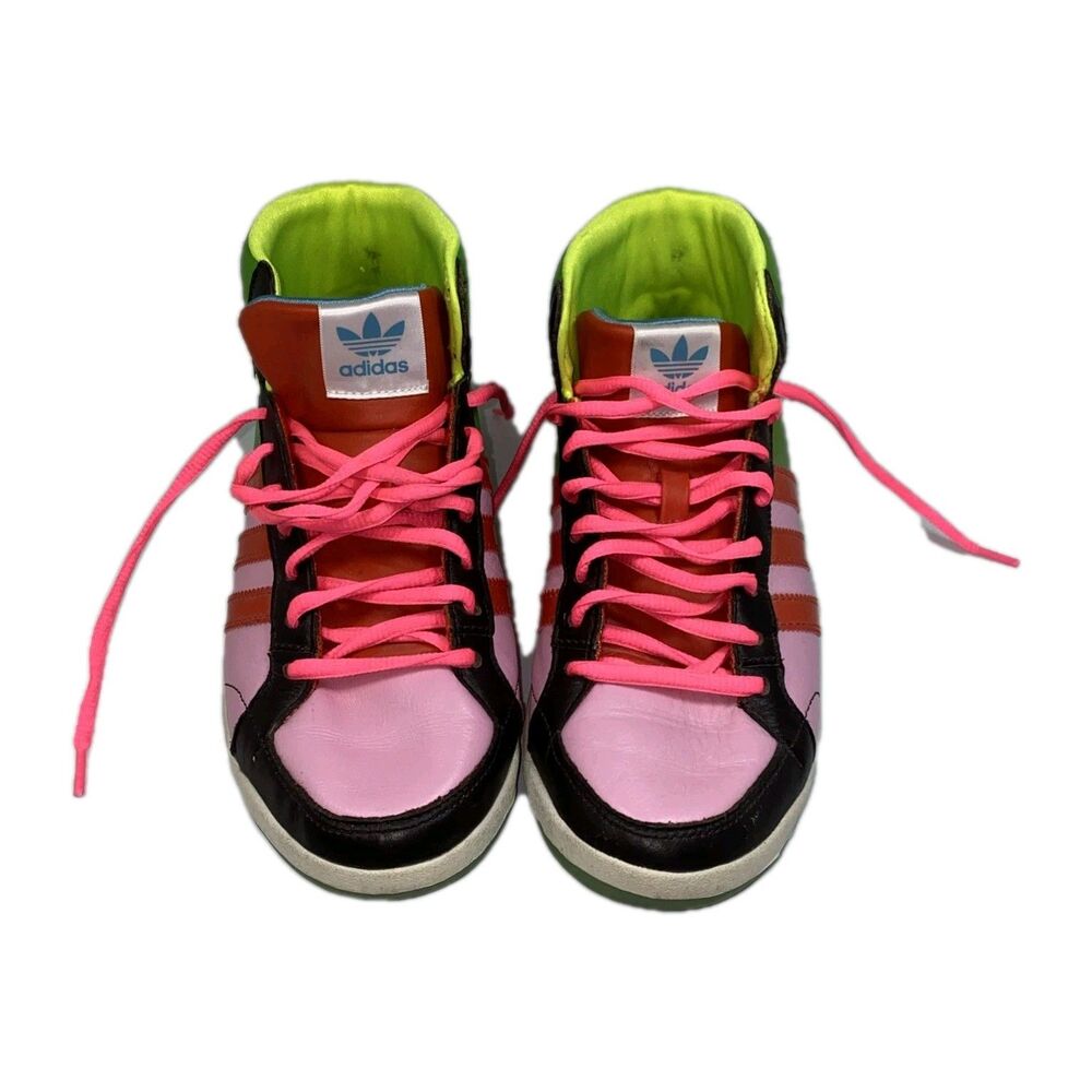 Adidas Originals Women's Adi Hoop Mid W Court Shoe,Green/Lava/Pink 6.5 M US Y2K